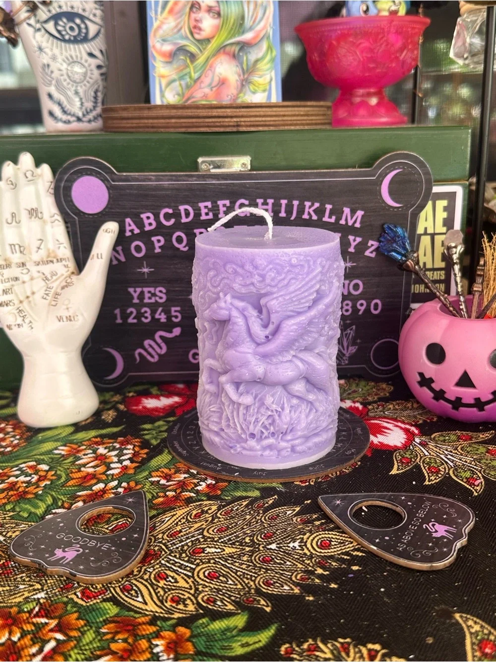 Lavender Pegasus Pillar Candle | Mythical Fantasy Candle |